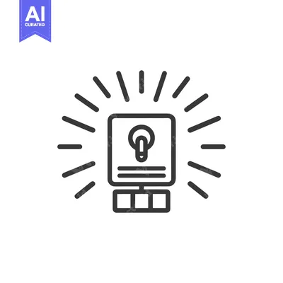 Aset premium populer: A  lightbulb  icon  within  a  square  frame  with  rays  emanating  o