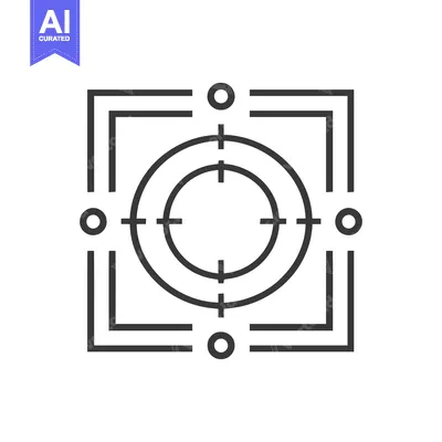 Aset desain premium: Precise Targeting Icon with Concentric Circles and Framing Lines