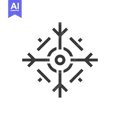 Aset premium populer: Geometric Snowflake Icon: Minimalist Winter Symbol on White Background