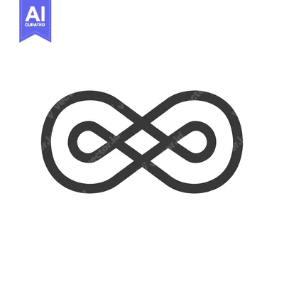 Aset desain premium: Double Infinity Loop: Minimalist Black and White Abstract Graphic Desi