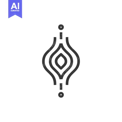 Aset desain premium: Abstract Minimalist Line Art: Symmetrical Organic Form with Dotted Ext