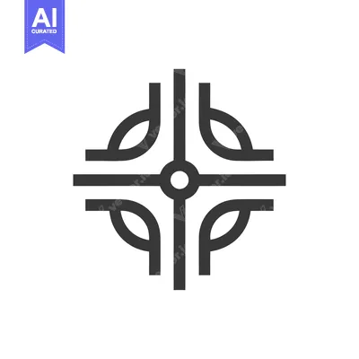 Premium design asset: Minimalist Celtic Cross Icon: Geometric Design on White Background