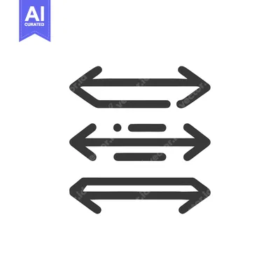 Aset desain premium: Three Horizontal Double-Headed Arrows Icon, Gray, White Background, Mi