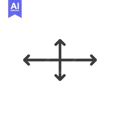 Aset desain premium: Four-Way Arrow Icon: Directional Symbol on White Background