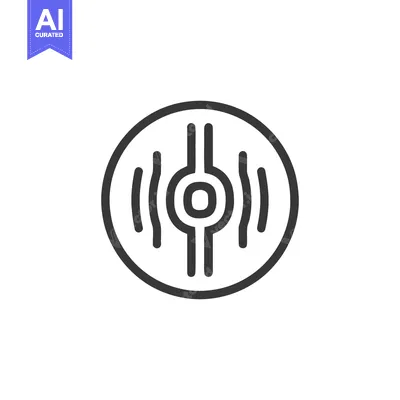 Aset desain premium: Abstract Circular Icon with Central Ring and Vertical Lines Design