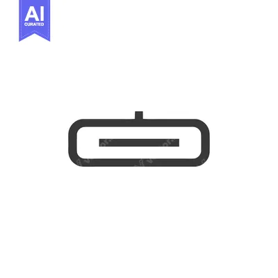 Aset premium populer: Minimalist USB-C Port Icon on White Background, Clean Design