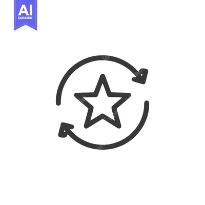 Aset desain premium: Star Rotation Icon: Circular Arrows Around Five-Pointed Star Symbol
