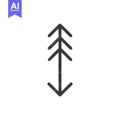 Aset desain premium: Minimalist Arrow Symbol: Upward and Downward Directional Icon on White