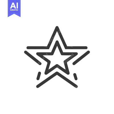 Aset premium populer: Stylized Star Icon with Double Outline and Decorative Elements on Whit