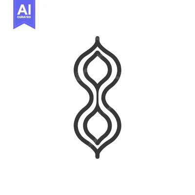 Aset premium populer: Minimalist Abstract Symbol: Symmetrical, Curvilinear Design on White B