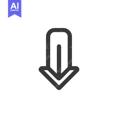 Aset desain premium: Bold Downward Arrow Icon: Simple, Modern Navigation Symbol on White Ba