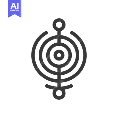 Aset desain premium: Minimalist Symbol: Concentric Circles with Vertical Line and Spheres o