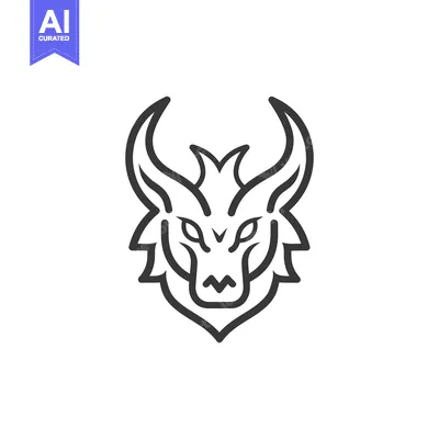 Aset desain premium: A Line Art Dragon Head Illustration