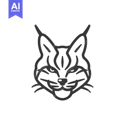 Aset premium populer: A Line Art Illustration of a Bobcat's Face