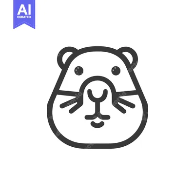 Aset premium populer: A Line Art Illustration of a Hamster's Face