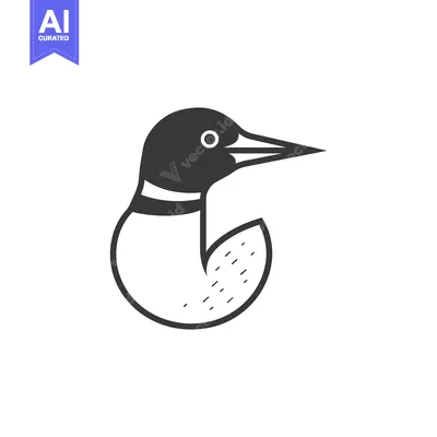 Popular premium asset: A Line Art Illustration of a Loon Bird in Profile