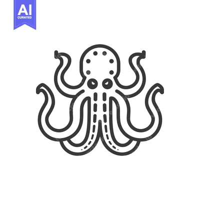 Aset premium populer: A Line Art Illustration of an Octopus with Eight Tentacles
