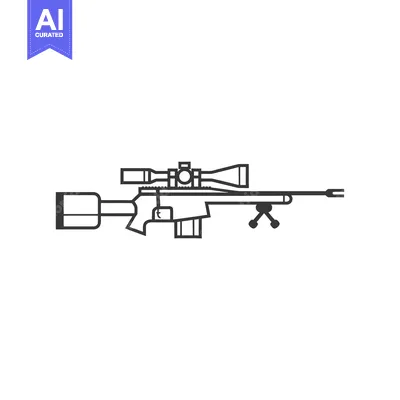 Aset premium populer: A Line Art Illustration of a Sniper Rifle with a Scope