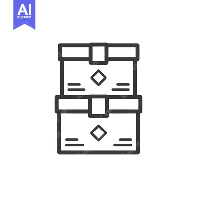 A line art illustration of two stacked closed boxes with diamond desig