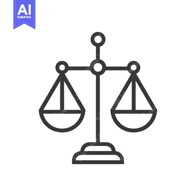 Aset desain premium: A Line Drawing Illustration of a Justice Scale