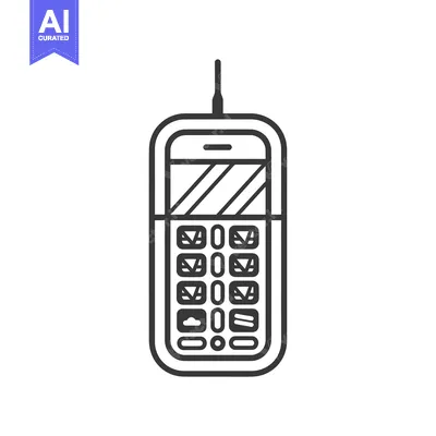 Aset premium populer: A line drawing illustration of a retro cell phone