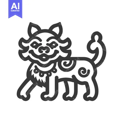 Premium design asset: A Line Drawing Illustration of a Stylized, Smiling Cat with a Swirled