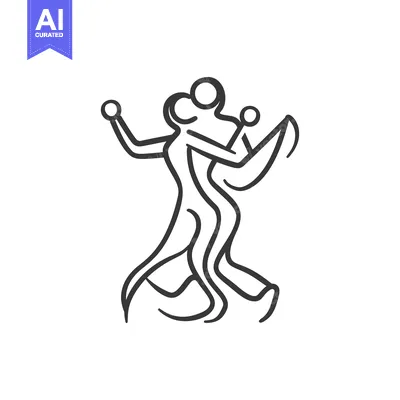 Aset desain premium: A line drawing illustration of two people dancing