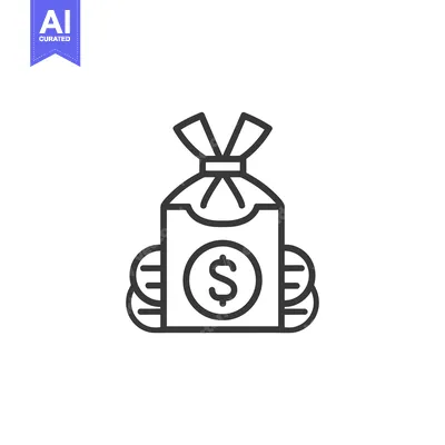 Aset desain premium: A Line Drawing of a Bag of Money with a Dollar Sign