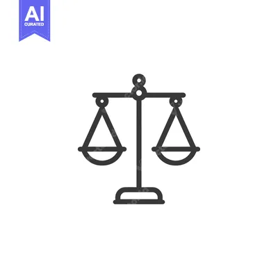 Aset desain premium: A Line Drawing of a Balanced Scale