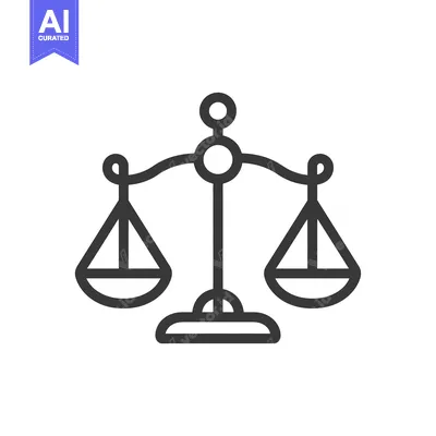 Aset desain premium: A Line Drawing of a Balanced Scale with Two Plates
