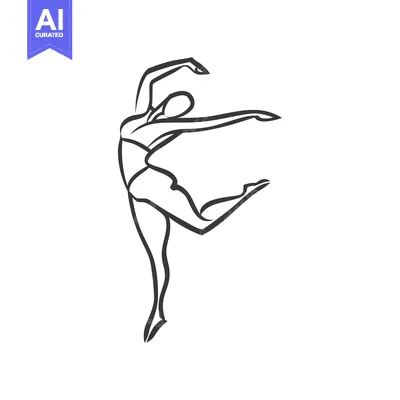 Premium design asset: A Line Drawing of a Ballerina in Mid-Leap