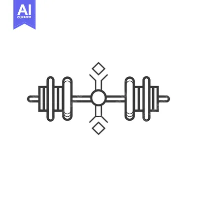 Premium design asset: A line drawing of a barbell with diamond-shaped accents