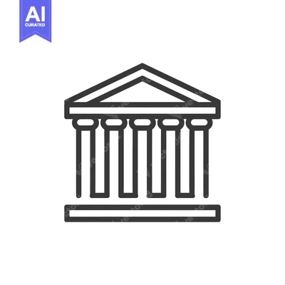 Aset desain premium: A Line Drawing of a Building with Columns