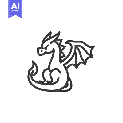 Aset premium populer: A Line Drawing of a Cartoon Dragon with Wings and a Flame Tail