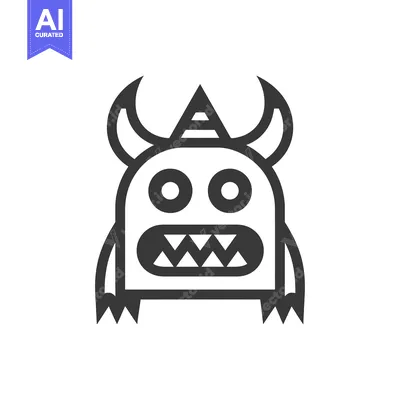 Aset premium populer: A Line Drawing of a Cartoon Monster with Horns and a Party Hat