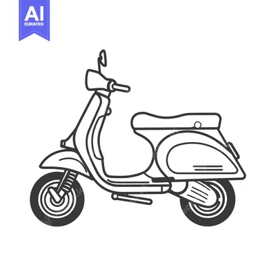 Aset desain premium: A line drawing of a classic Italian scooter