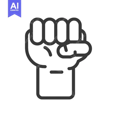 Premium design asset: A Line Drawing of a Closed Fist Raised in the Air