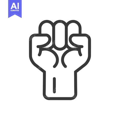 Aset desain premium: A Line Drawing of a Closed Fist, Representing Strength and Unity