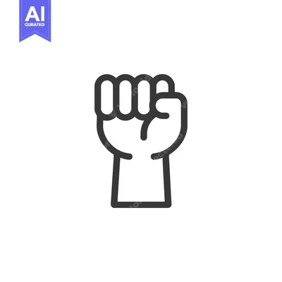 Aset desain premium: A line drawing of a closed fist with the thumb extended