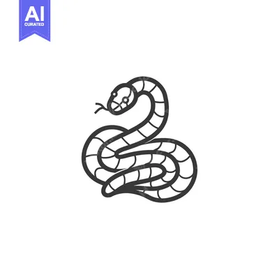 Aset premium populer: A Line Drawing of a Coiled Snake with a Detailed Head