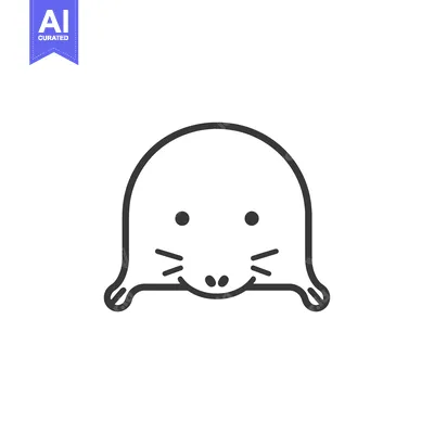 Aset premium populer: A line drawing of a cute cartoon mole with a smile