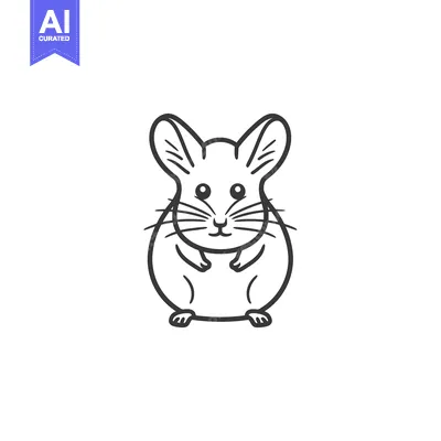 A Line Drawing of a Cute Hamster