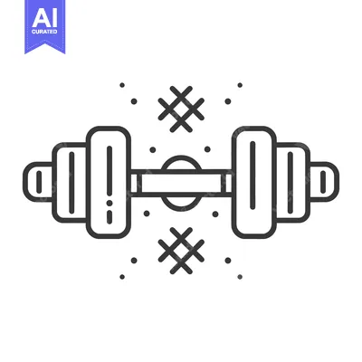Aset premium populer: A Line Drawing of a Dumbbell with Decorative Elements