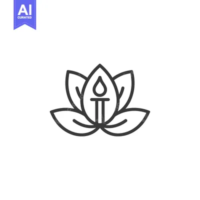 Aset premium populer: A Line Drawing of a Flame Surrounded by a Lotus Flower