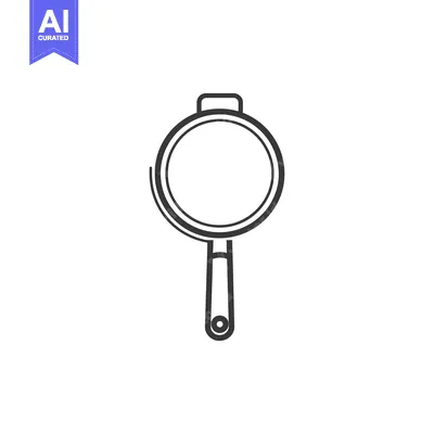 Aset desain premium: A Line Drawing of a Frying Pan