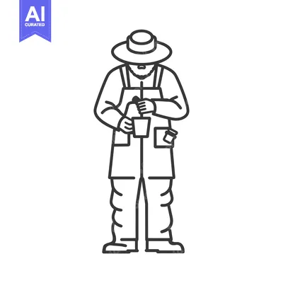 A Line Drawing of a Gardener Holding a Potted Plant