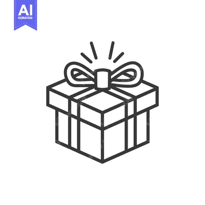 Aset premium populer: A Line Drawing of a Gift Box with a Bow