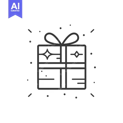 Aset premium populer: A Line Drawing of a Gift Box with a Bow