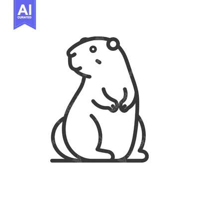 Aset premium populer: A line drawing of a groundhog standing on its hind legs