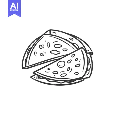 Aset premium populer: A Line Drawing of a Half-Eaten Pizza Slice